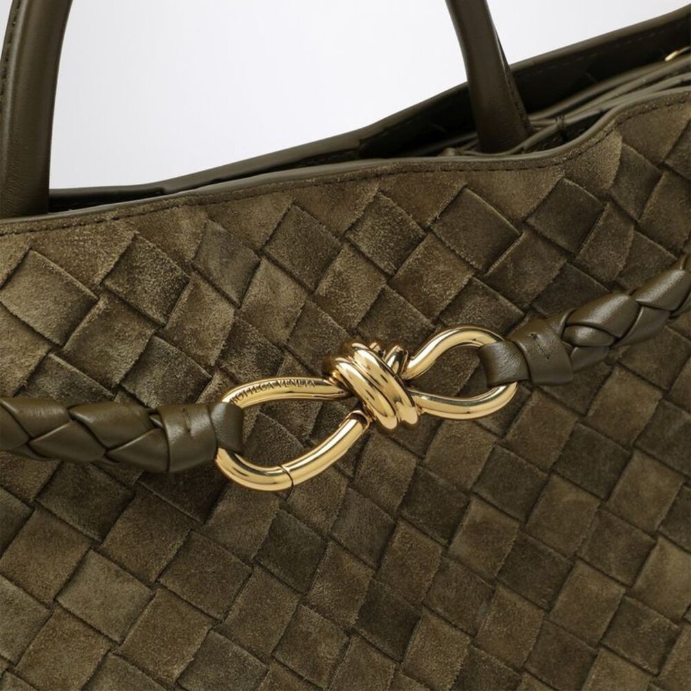 Bottega Veneta Women Medium Andiamo Bag In Mud-Coloured Suede - Picture 5 of 5